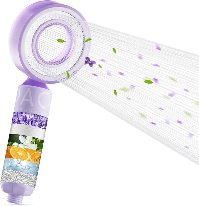 Filtered Shower Head with Handheld, High Pressure 3-in-1 Spray Mode Showerhead with Filters, Water Softener Shower Head for Hard Water, Remove Chlorine-Soothing Skin, Detachable (Lavender)