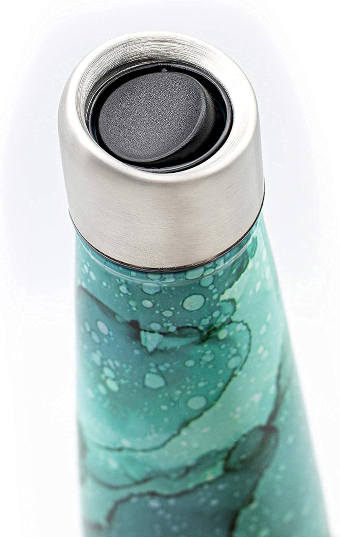 Insulated Water Bottle - On-The-Go Refillable Stainless Steel Water Bottles For Adults, Reusable Thermos Travel Tumbler With Leak-proof Lid For Hot & Cold Beverages (17Oz. Bubbly Green)