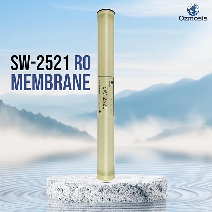 Ozmosis SW-2521 Reverse Osmosis Membrane 2.5"x21" Seawater Desalination, 300 GPD Water Filtration, 99.5% Salt Rejection, Made with premium quality materials Toray Brand Sheets and Dow Glue