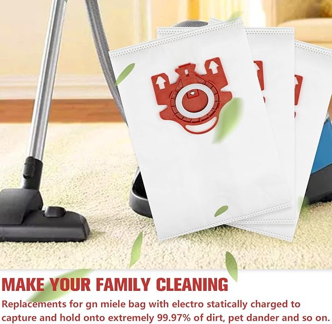 3D Airclean Dust Bags Replacement for Miele FJM Vacuum Compact C2 Compact C1 Complete C1 S241 S290 S300i S500 S700 S4 S6 Series (Pack of 10) with 3 Motor Protection Filters 3 Air.Clean Filters - AquaVibe