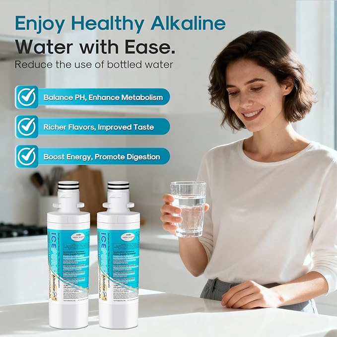 ICEPURE Alkaline LT1000PC Refrigerator Water Filter Replacement for LG LT1000P/PC/PCS, Kenmore 9980, ADQ74793501 ADQ74793502 ADQ747935 MDJ64844601 LMXS28626S LFXS26973S, LT1000, Enhances PH, 3Pack