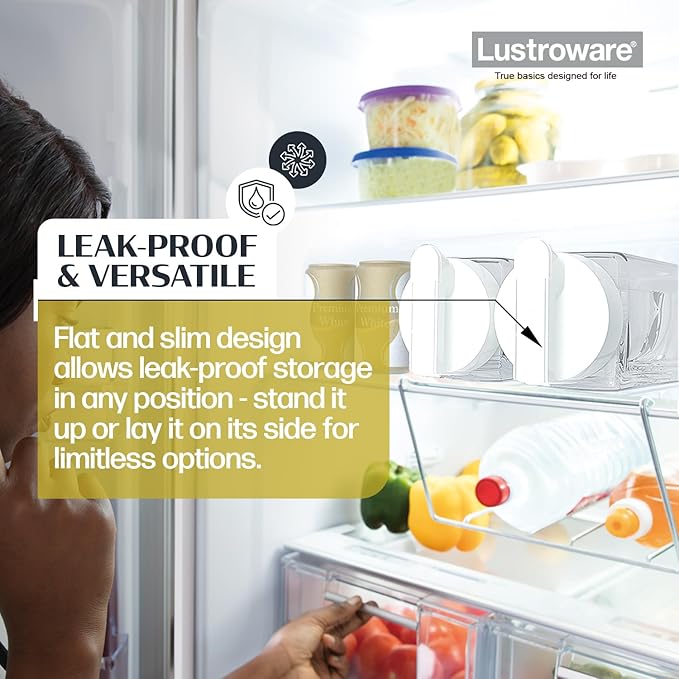 Lustroware SlideServe Slim Airtight Pitcher - 2.1L (70oz), Heat Resistant, BPA-Free SAN Plastic, Space-Saving, Made in Japan - White
