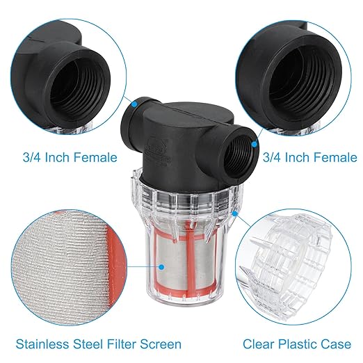 PATIKIL 3/4 Inch Female in-Line Strainer with 200 Mesh Stainless Steel Filter Screen Water Pump Filter for Garden Irrigation Pressure Washer Inlet
