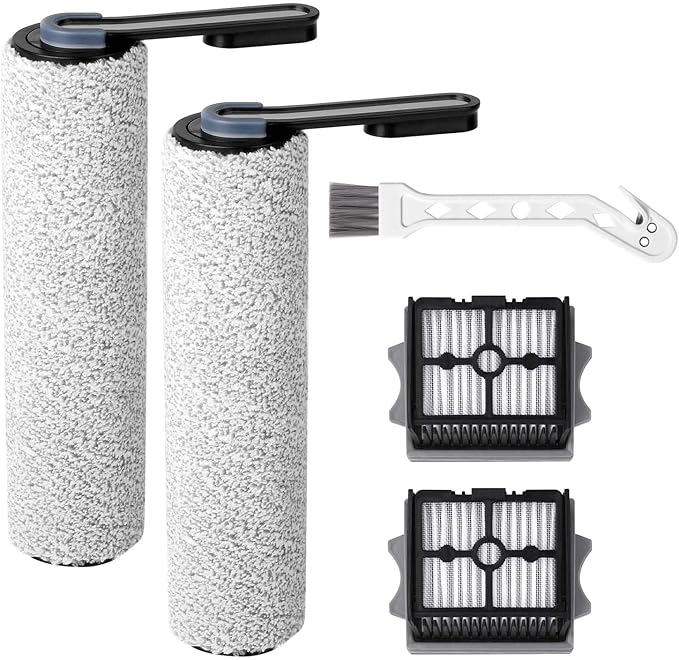 Only Floor ONE S5Combo Roller Brush Replacement and Vacuum Filter Kit Compatible with Tineco Floor ONE S5Combo Smart Wet Dry Vacuum Replacement Parts,2 Roller Brushes,2 HEPA Filters,1 Cleaner Brush - AquaVibe