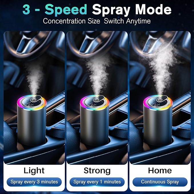Smart Car Air Freshener with Starry Sky Projection, 50ml Perfume Air Fresheners Diffuser 6 Months Long-Lasting Fragrance for Car, RGB Music-Sync Lights, Auto On/Off Intelligent, 3 Modes, Ocean Scent