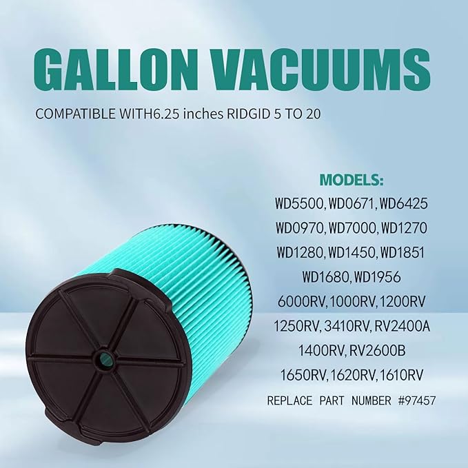 VF6000 5-Layer Replacement Filter Shop Vac 5-20 Gallon Wet Dry Vacuums WD5500 WD0671 WD6425 WD7000 WD1280 WD1851 WD1680 WD1956 RV2400A 1400RV RV2600B, Fit for Husky 6-9 Gallon Vacs - AquaVibe