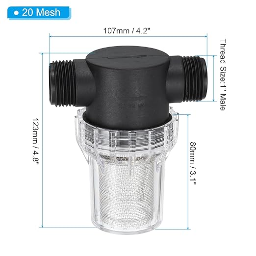 PATIKIL 1 Inch Male in-Line Strainer with 20 Mesh Stainless Steel Filter Screen Water Pump Filter for Garden Irrigation Pressure Washer Inlet