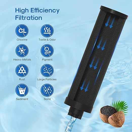 ICEPURE 2.25G Gravity-fed Water Filter System with Sight Glass Spigot, 304 Stainless Steel Countertop System, 2 Black Carbon Filters, Reduce 99% Chlorine, Lead for Home, Camping, Emergencies