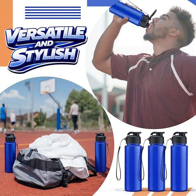 Mifoci 20 Pieces Water Bottle Bulk 17 oz Plastic Water Bottles Bulk Gym Sports Adults Reusable Large Bottles with Leak Proof Flip Top for Party Outdoor (Regular Style,Solid Blue)