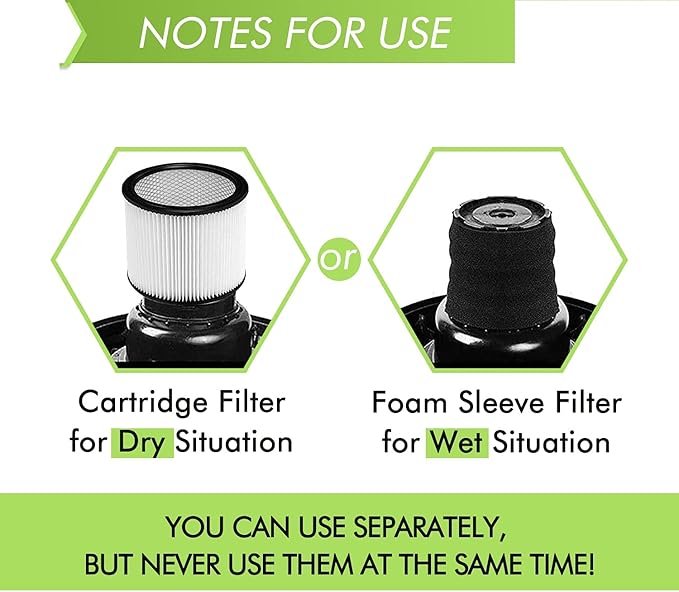 Replacement Filter Compatible with Shop-Vac 90304 90350 90333 90585, 2PCS Foam Sleeve, fits most Wet/Dry Vacuum Cleaners 5 Gallon and above - AquaVibe