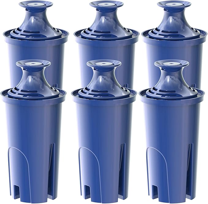 Alkaline Water Filter Replacement for Brita® Filter, Pitchers and Dispensers, Classic 35557, OB03, Mavea® 107007, Replacement for Brita® Pitchers Grand, Lake, Capri, Wave and More (6 Pack)