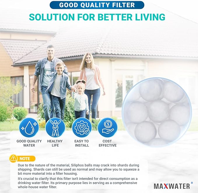 Max Water Siliphos Anti-Scale Filter Media Bag variation (10 LB) compatible with Refillable Phosphate Anti-Scale Water Filters - Good for Scale Prevention, Corrosion Inhibition and Iron Control
