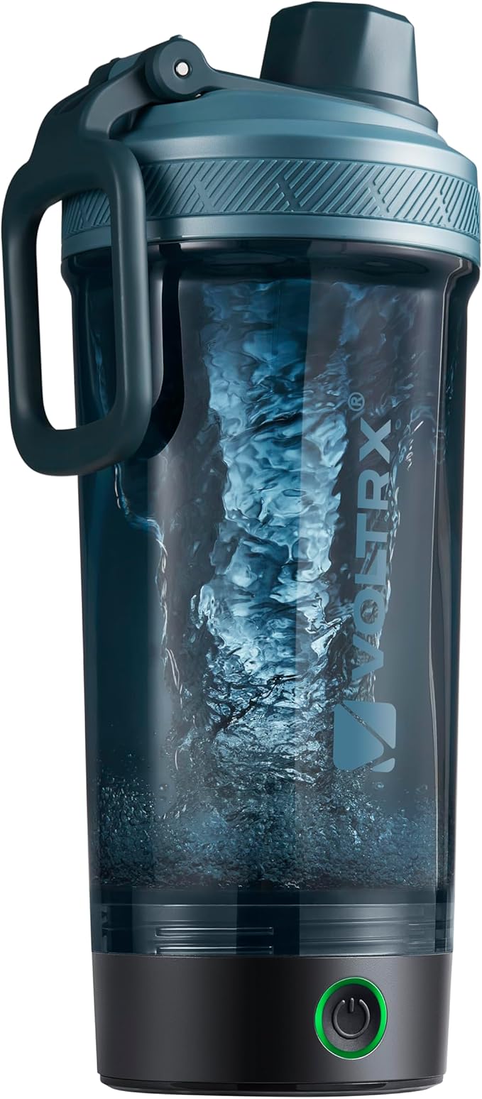 VOLTRX Shaker Bottle, Gallium USB C Rechargeable Electric Protein Shake Mixer, Shaker Cups for Protein Shakes and Meal Replacement Shakes, BPA Free, Made with Tritan, Steel Teal, 24oz