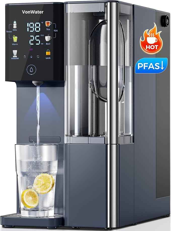 CT910H Reverse Osmosis Water Filter Countertop, 3S Instant Hot RO Water Filtration System, 7-Stage Water Purifier with Portable Pitcher, NSF/ANSI 372,42,58, Reduce TDS PFAS, No Installation