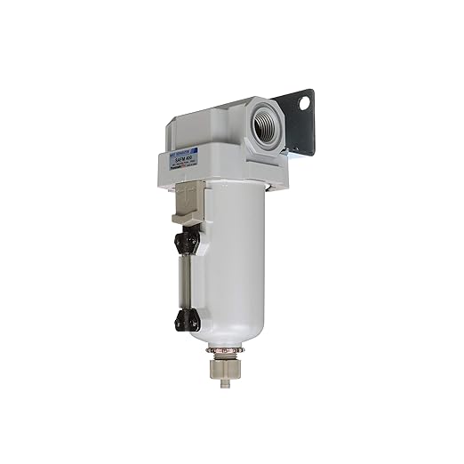 PneumaticPlus SAFM400-N04B-MEP Compressed Air Coalescing Filter, 0.1 Micron, 1/2" NPT - Metal Bowl, Manual Drain, Bracket - AquaVibe