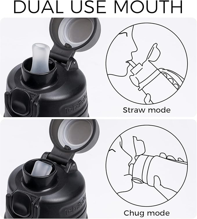 TakeToday Collapsible Water Bottles 20oz (600mL), Foldable Platinum Silicone Travel Water Bottle with Straw & Carry Strap, Leak-Resistant Screw Lid, Wide Mouth, BPA-Free for Hiking, Camping, Travel