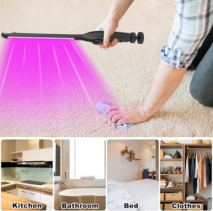 Travel UV Light Sanitizer Wand, Home Disinfection Device,Portable UV Light Disinfection Lamp USB Rechargeable
