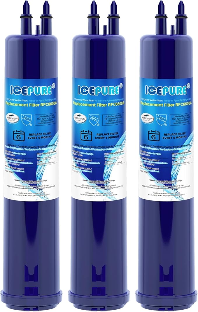 ICEPURE RFC6600A Compatible with EDR3RXD1 Refrigerator Water Filter, 4396841, Everydrop® Filter 3, 4396710, Kenmore® 9030, 9083, 46-9083, 46-9030,3PACK - AquaVibe