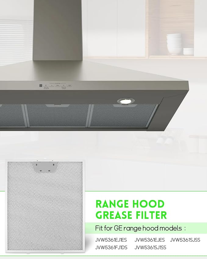Range Hood Grease Filter Fit for GE JVW5361SJSS JVW5361EJ1ES JVW5361EJES JVW5361FJ1DS JVW5361SJ1SS, Replcae WB02X24871
