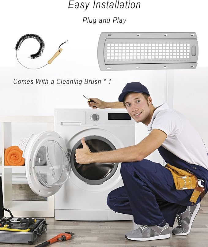 WE22X35337 Washer Dryer Lint Screen Cover Grid Guide Assembly Fit for GE Washer Dryer Replace WE01X20427 WE18M51, Dryer Lint Screen Filter Slide Assembly