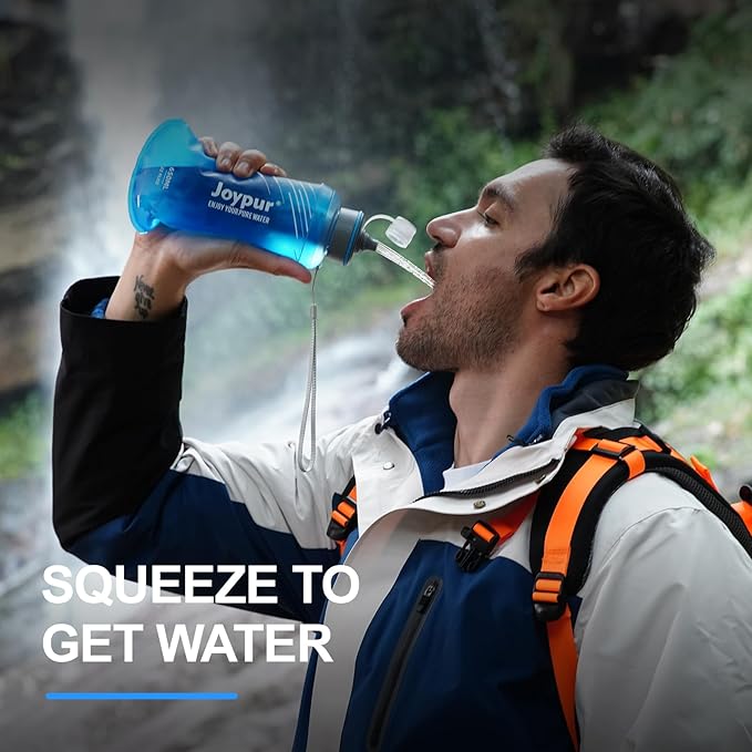 Collapsible Squeeze Water Filter Bottle - 650ml with Filter with NSF/FDA Certification Befree or Peak Series replacement for Hiking,Running,Camping,Travel,Cycling,and Fishing; BPA-Free(Blue)