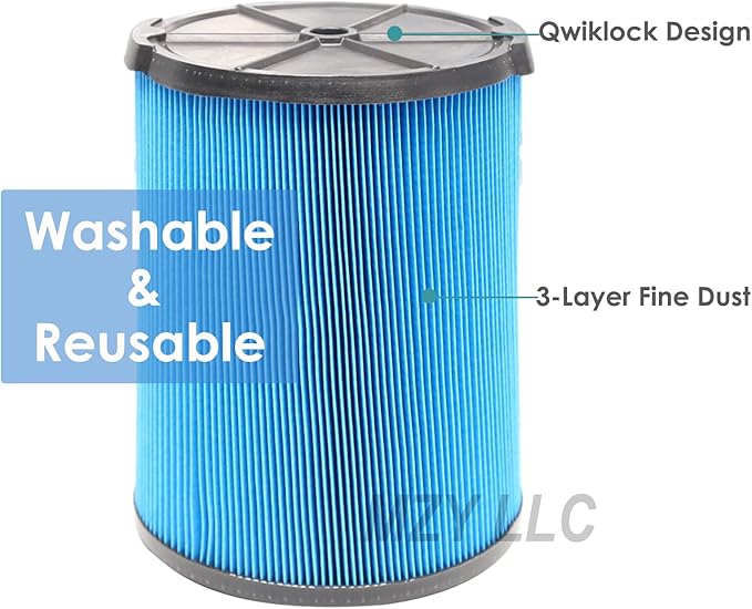 2 Pack VF5000 Replacement Filter for Ridgid for Shop Vac 6-20 Gallon Wet Dry Vacuums, 3 Layer Pleated Vacuum Filter Fits for WD1450 WD0970 WD1270 WD06700 WD1680 RV2400A - AquaVibe