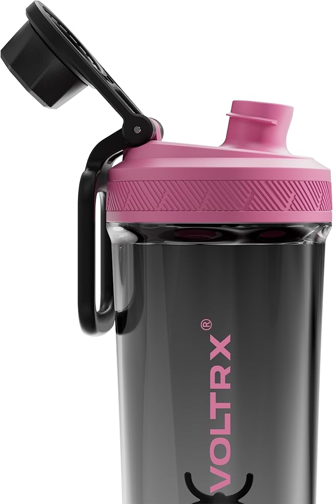 VOLTRX Shaker Bottle, Gallium USB C Rechargeable Electric Protein Shake Mixer, Shaker Cups for Protein Shakes and Meal Replacement Shakes, BPA Free, Made with Tritan, Neon Pink, 24oz