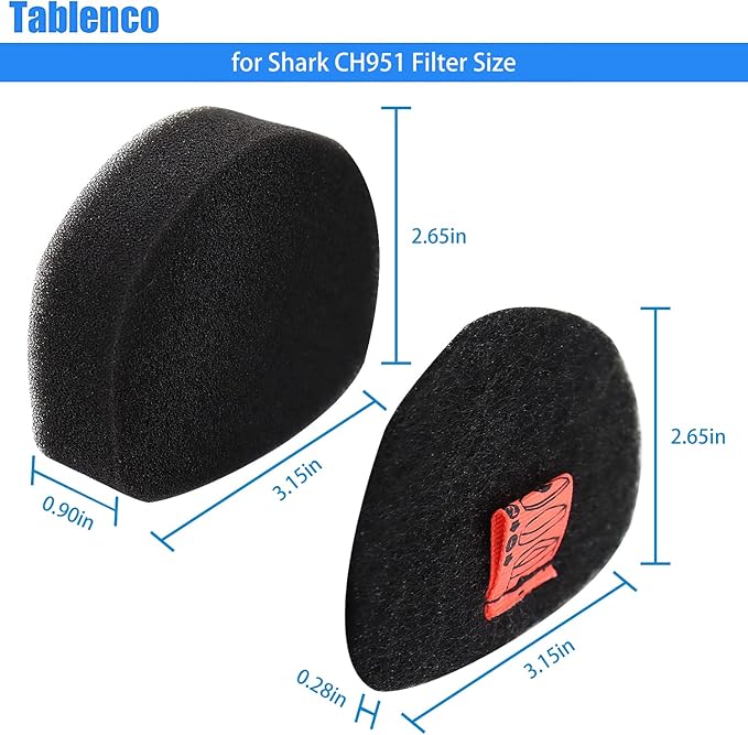 for Shark Cordless Handheld Vacuum UltraCyclone Pet Pro Plus Replacement Foam Felt Filters, Compatible with Shark CH901 CH950 CH951 CH951C CH900WM XL Dust Cup Filter, Part #XFTRCH900 2 Pack - AquaVibe