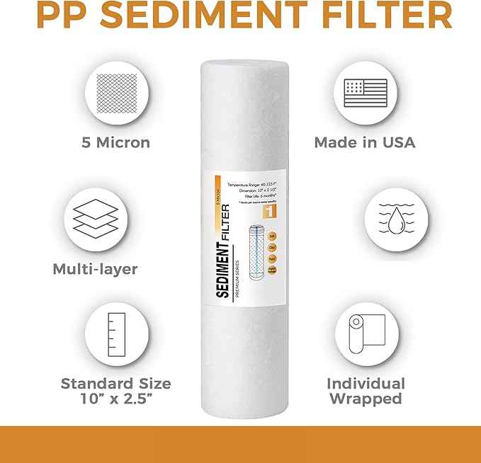 iSpring F3US Standard Reverse Osmosis RO Systems 6-Month Prefilter Replacement Supply Cartridge Pack Set, 3 Filters w/Sediment, CTO and GAC, 10" X 2.5", Fits PH100, RO100, Made in USA