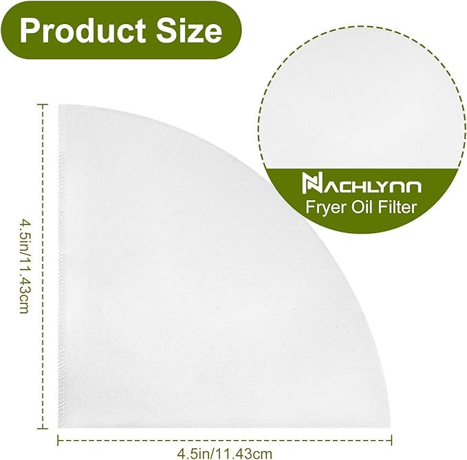 NACHLYNN 50pcs Fryer Oil Filter 4.5 Inch Cooking Oil Filter Non Woven Filter Cones Grease Filter Cones Kitchen Oil Filters Maple Syrup Filters Beeswax Filters for Restaurant Kitchen Cafe Hotel