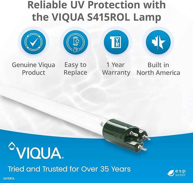 Viqua S415ROL UV Ozone Replacement Lamp for S2Q-OZ System – Genuine OEM 185nm Ozone Producing Bulb for Hot Tubs and Spas UV Lamp