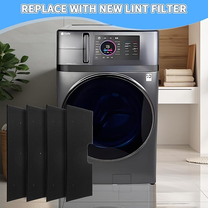 4-Pack WH01X35719 Lint Filter Replacement for GE Profile Washer Dryer Combo, for Models: PFQ97HSPVDS, Hand Washable and Reusable