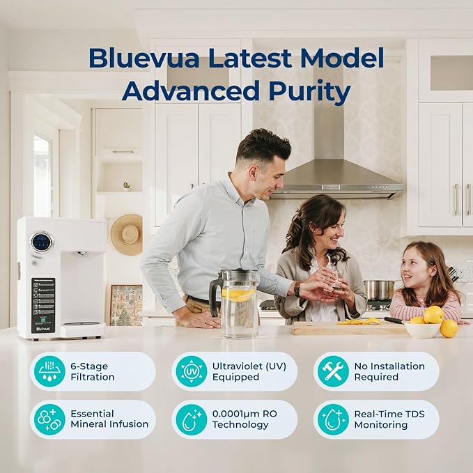 Bluevua RO100ROPOT(UV) Reverse Osmosis System Countertop Water Filter, with ROPOT 4-Pack Replacement Filter Set, Bundle