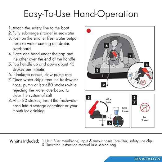 Katadyn Survivor 06-LS-RES Hand Powered Desalinator for Seawater - Compact, Portable, and Durable Reverse Osmosis Water Filter for Life Rafts, Survival Kits, and Marine Use