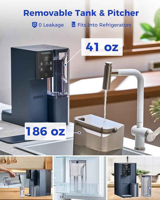 CT910H Reverse Osmosis Water Filter Countertop, 3S Instant Hot RO Water Filtration System, 7-Stage Water Purifier with Portable Pitcher, NSF/ANSI 372,42,58, Reduce TDS PFAS, No Installation
