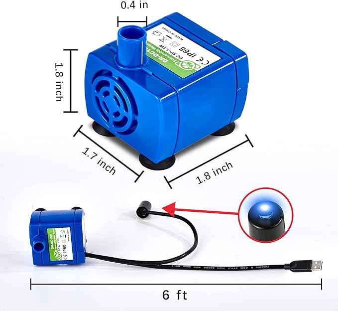 Cat Water Fountain Pump, Pet Water Fountain Pump Replacement Pump DR-DC160 Motor for for Round, Cubic, Flower Cap Cat Fountain