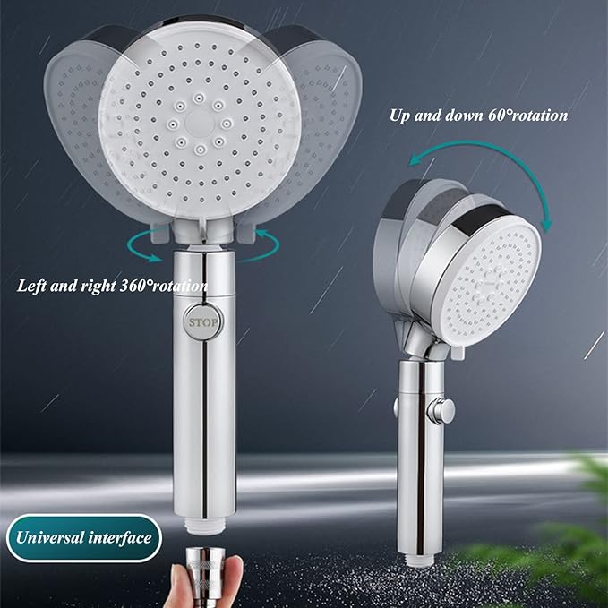 Shower Head with ON/Off Pause Switch, Filter Shower Head for Hard Water to Increase Pressure 3 Modes Spray Function