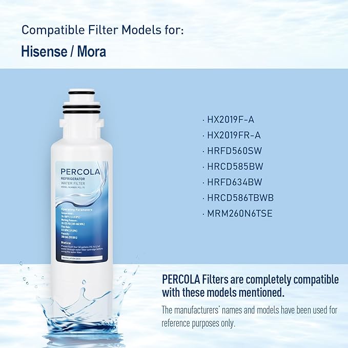 HX2019FR-A Water Filter Replacement, Compatible with Hisense HX2019FR-A, HX2019F-A, HRM260N6TSE, HRFD560SW, HRCD585BW, HRFD634BW, HRCD650BW, HRCD586TBWB and Mora MRM260N6TSE (2 Pack)