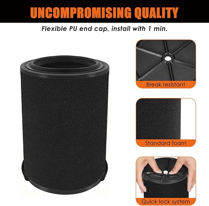 Universal Filters Replaces CMXZVBE38778 CMXZVBE38773 Craftsman Wet Application Filter, Replaces # 9-38751, Fits 5-20 Gallon Shop Vacuums1988+,with Foam Sleeve-2 Pack - AquaVibe