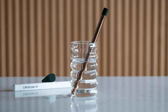 LifeStraw Sip 3-Pack, Reusable Stainless Steel Water Filter Drinking Straw with 3 Carry Cases, Removes Microplastics, Bacteria and Parasites for Travel and Everyday Use, Copper