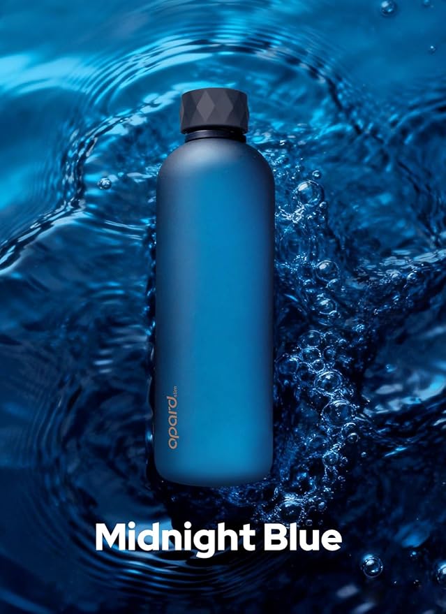 Opard Slim Pro Water Bottle 27oz, Plastic Water Bottle BPA-Free, Facetted Rubberized Grip-Texture Monocap, Leakproof Screw Top, Midnight Blue, Reusable for Travel School Sport Gym Hiking