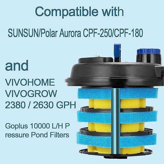 Replacement Sponge Filter Media Pad for Polar Aurora CPF-250, CPF-180, 10000L Pressure Pond Filters, Compatible with VIVOHOME/VIVOGROW 2380 GPH/2630 GPH, Goplus 10000 L/H Aquarium Filter Sponge Foam。