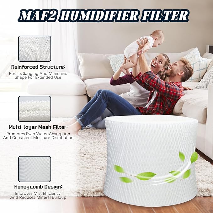 MAF2 Humidifier Filter Replacement for AIRCARE Essick Air Moist Air MA0800 MA0600 MA08000 MA0601 for Kenmore 15408 15508 154080 17006 29706 29988 Series Humidifier Super Wick Filter (2-Pack)