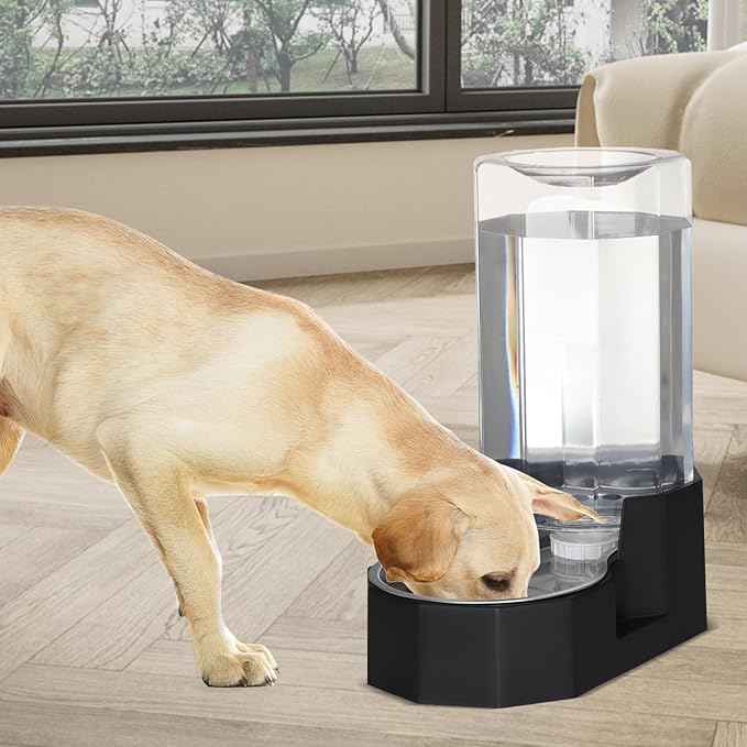 Sfozstra Large Dog Water Dispenser: 8L Large Capacity Gravity Water Feeder - Less Refills for Multi-Pet Homes - Stainless Steel Bowl - Easy Refill & Maintenance - for Medium/Large Dogs - Garage/Patio