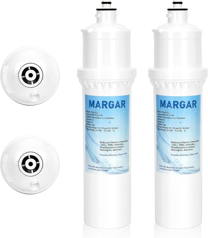 Filter Replacement SS-2.5, Replacement for Max Flow® Water Filter SS-2.5, F.SET.SS-2.5 Filter Reduces Chlorine, Compatible with EWS® SS-2.5 Water Unit, Install Directly On Faucet, 10,000 Gallon 2-PACK