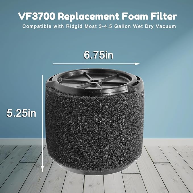 2 Pack VF3700 Replacement Filter for Ridgid for Shop Vac 4-4.5 Gallon Wet Dry Vacuum Cleaner, Fit WS0301VA WS0400DE WS14045 - AquaVibe