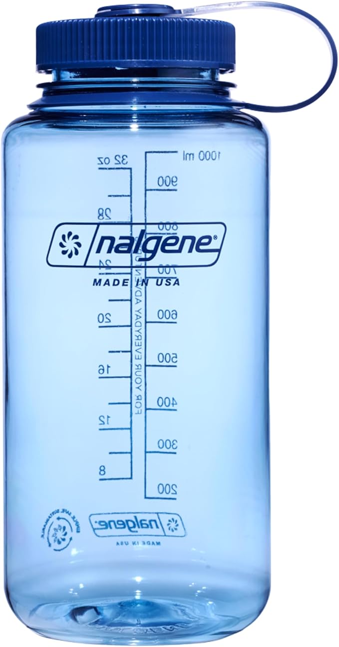 Nalgene Leak Proof Tritan BPA-Free Water Bottle - 32 oz Wide Mouth - Made in the USA for Outdoor Use & Daily Hydration (Baby Blue)