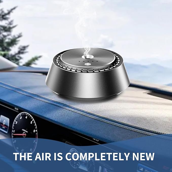 Wireless Car Aromatherapy Diffuser – Ultrasonic Nano Mist, 3-Speed Control, Rechargeable Humidifier & Air Freshener, Alloy PC Design (1, Machine + 1 Oil)