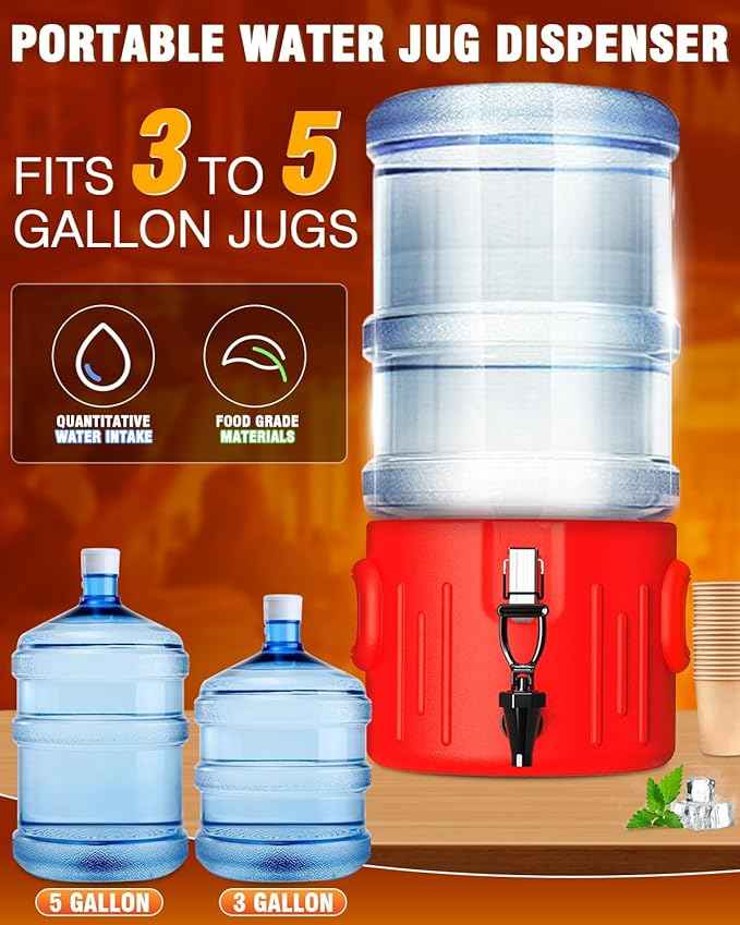 Insulated Beverage Dispenser 2 Gallon- Ice and Hot Drink Dispenser with 304 Stainless Steel Interior and Spout, Portable Hot Water Dispenser, Outdoors Cooler Jug for Camping Party Sports, NN