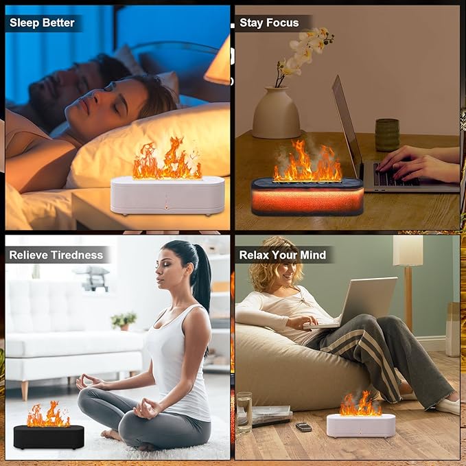 Colorful Volcano Diffuser Humidifier: 260ml Aromatherapy Essential Oil Diffusers Ultrasonic Volcano Humidifier with Remote Control Waterless Auto Off 7 Colors Night Light for Gym(Full Crack Flame)